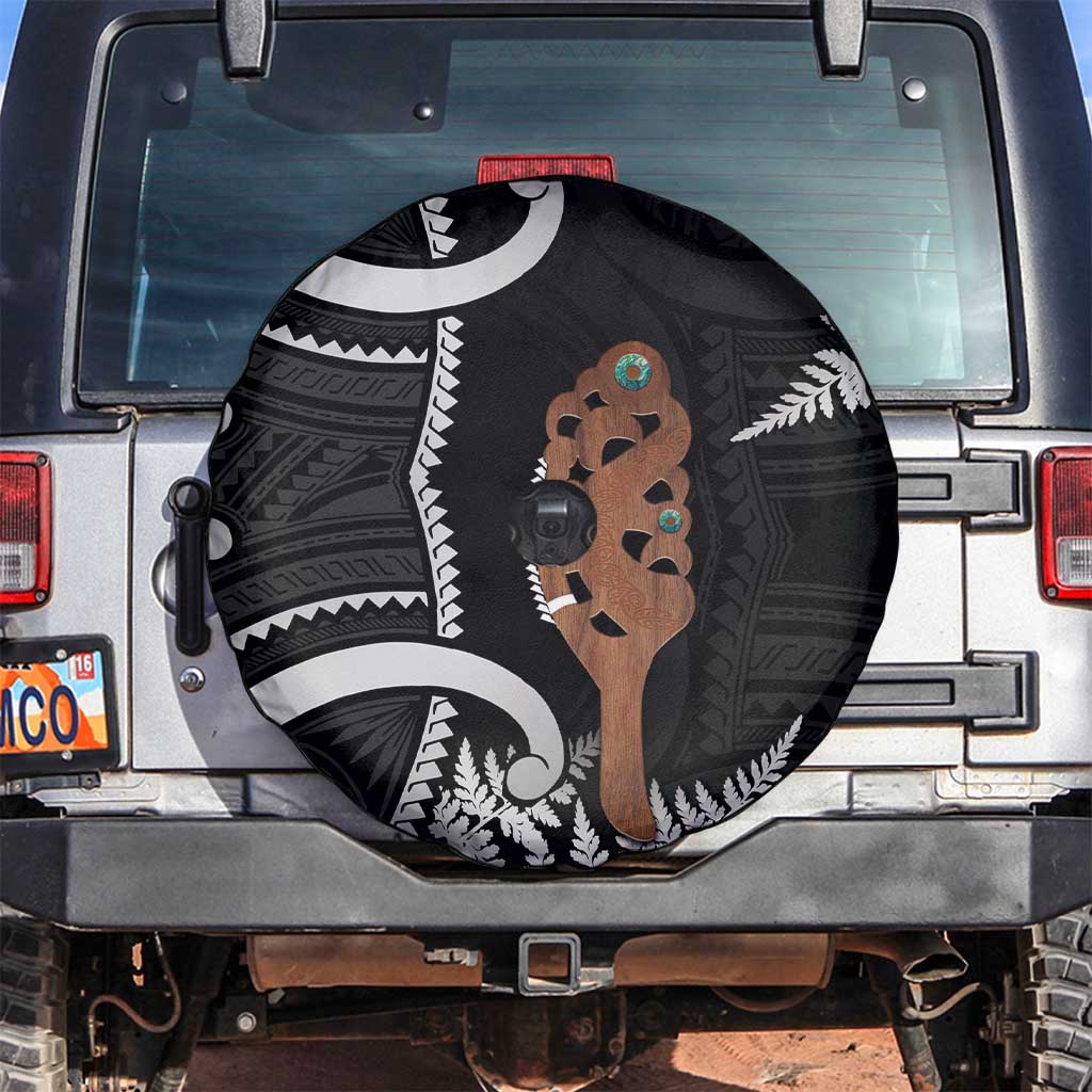 New Zealand Maripi Spare Tire Cover Silver Fern Mix Aotearoa Maori Pattern