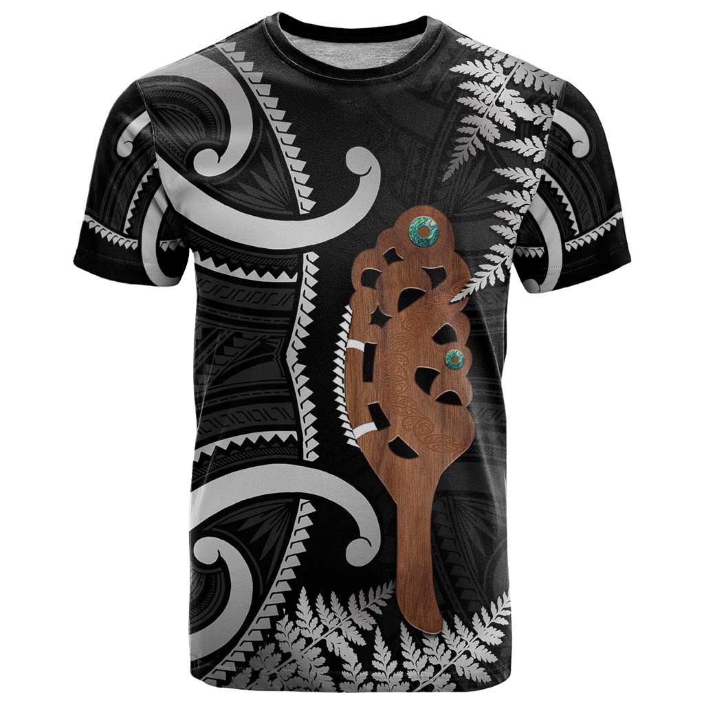 New Zealand Maripi T Shirt Silver Fern Mix Aotearoa Maori Pattern LT14 Black - Polynesian Pride