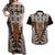 New Zealand Couples Matching Off Shoulder Maxi Dress and Hawaiian Shirt Maori Maripi Knife With Poutama Art