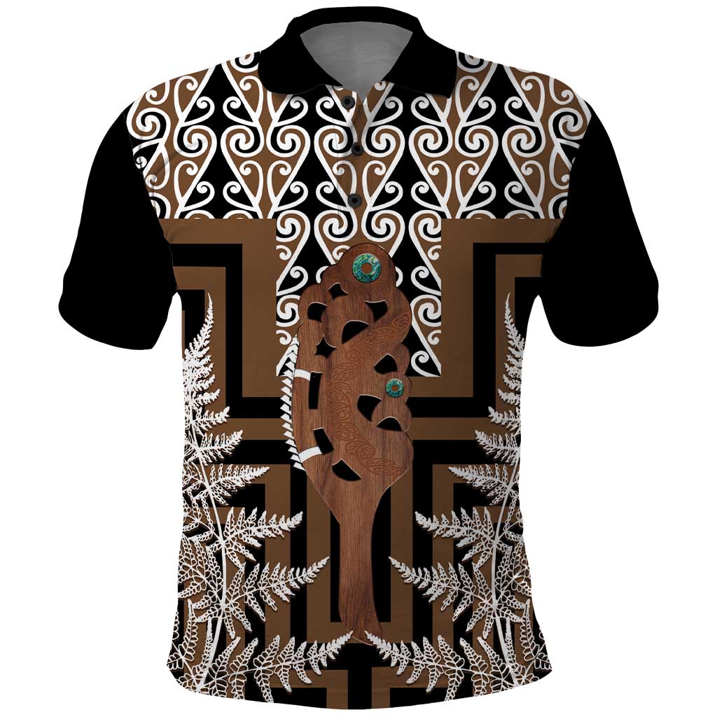 New Zealand Polo Shirt Maori Maripi Knife With Poutama Art