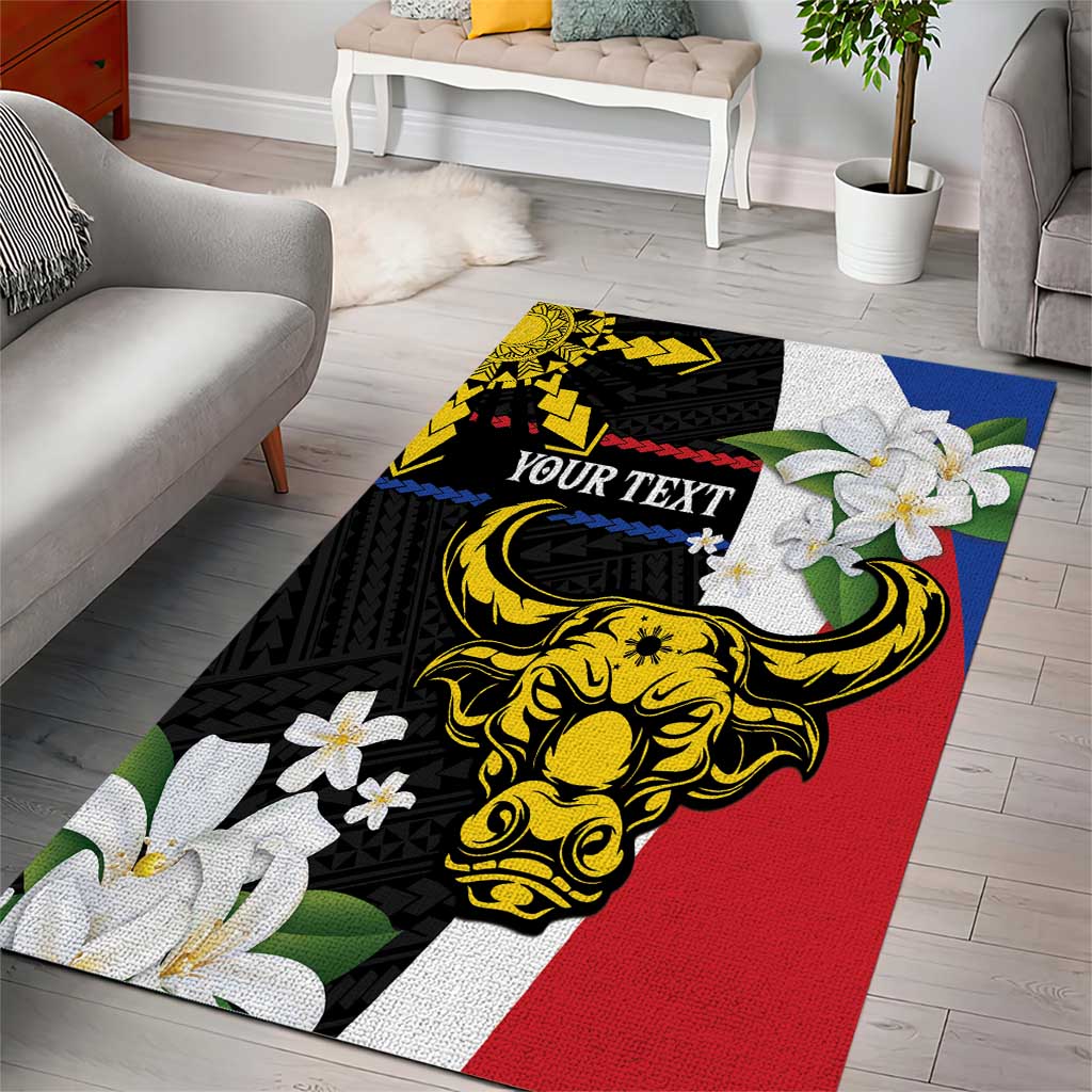 Personalised Philippines Carabao Area Rug Filipino Sun Mix Sampaguita Flower LT14 - Polynesian Pride