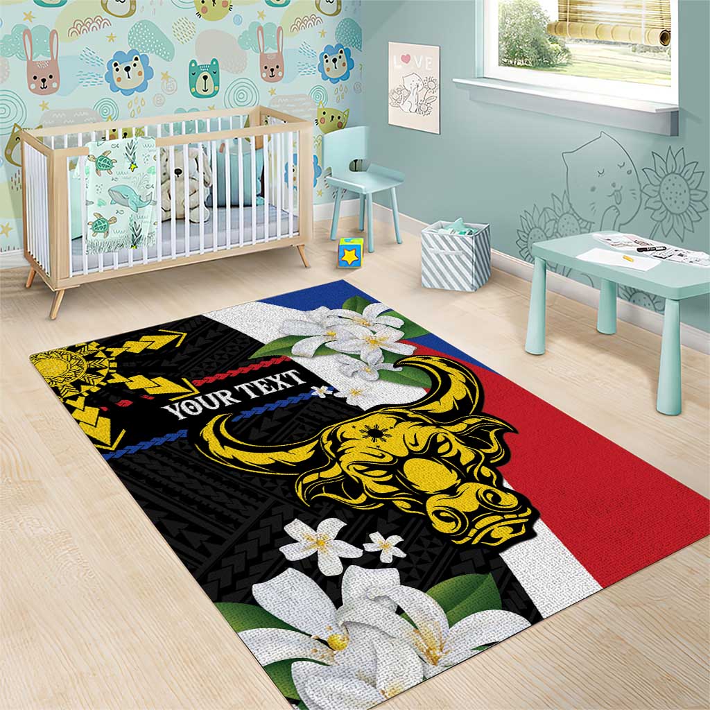 Personalised Philippines Carabao Area Rug Filipino Sun Mix Sampaguita Flower LT14 - Polynesian Pride