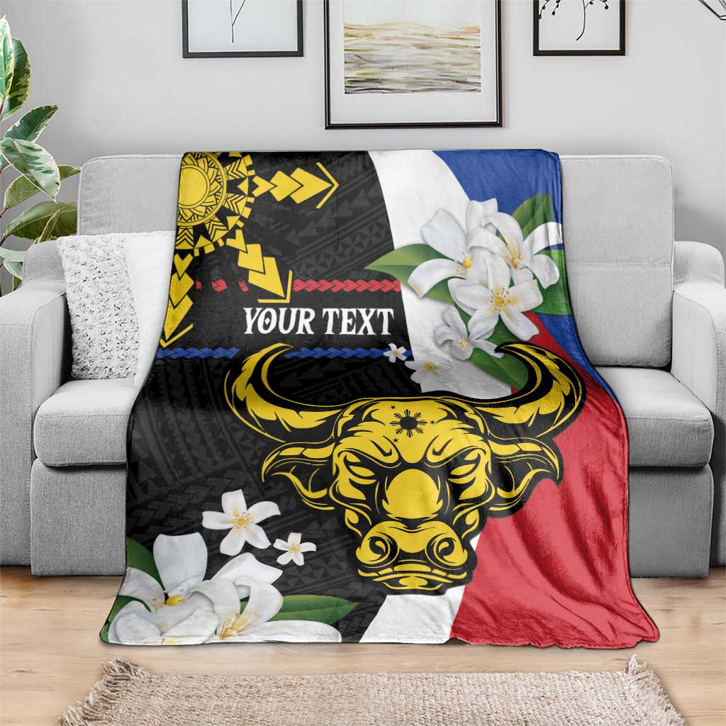 Personalised Philippines Carabao Blanket Filipino Sun Mix Sampaguita Flower LT14 - Polynesian Pride