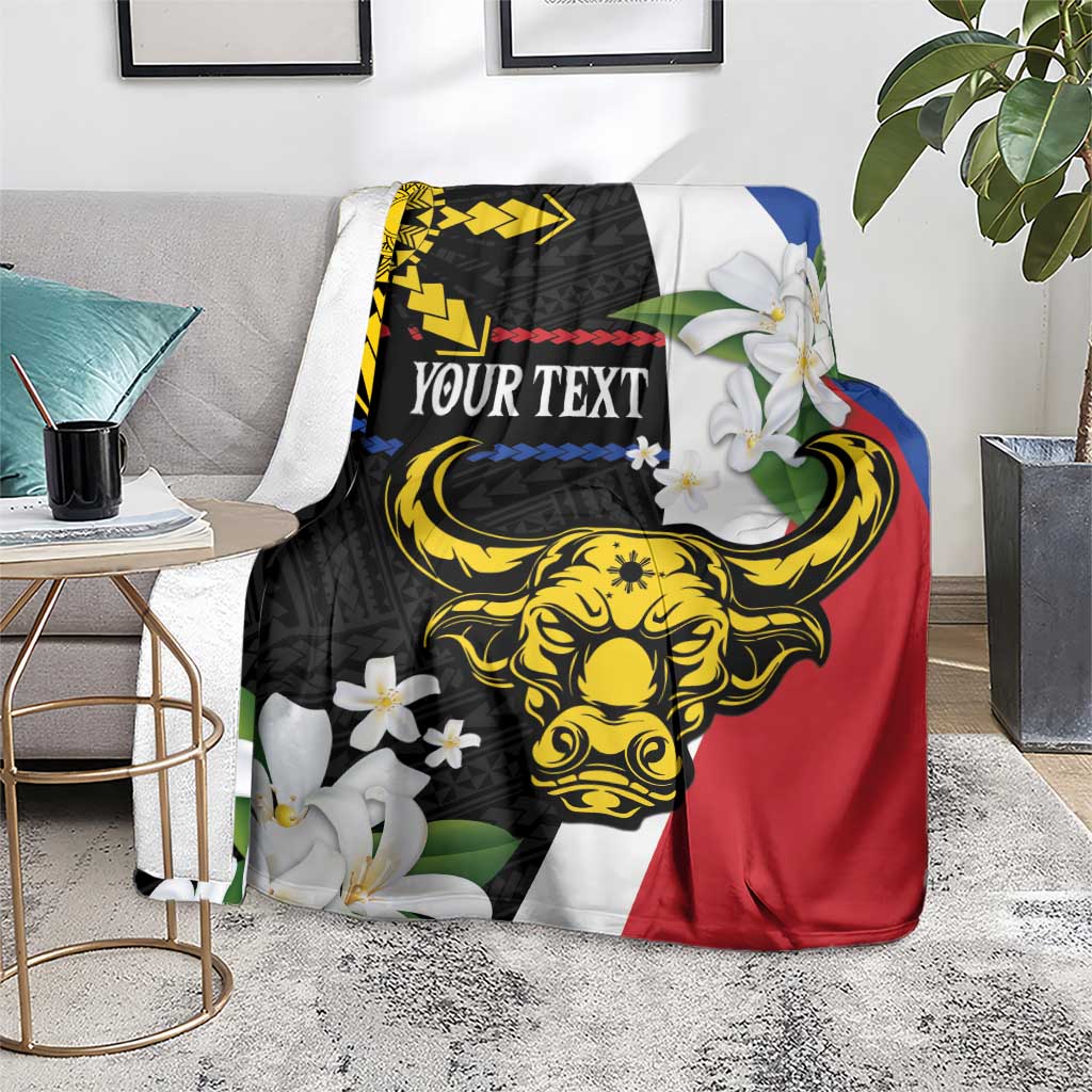 Personalised Philippines Carabao Blanket Filipino Sun Mix Sampaguita Flower LT14 - Polynesian Pride