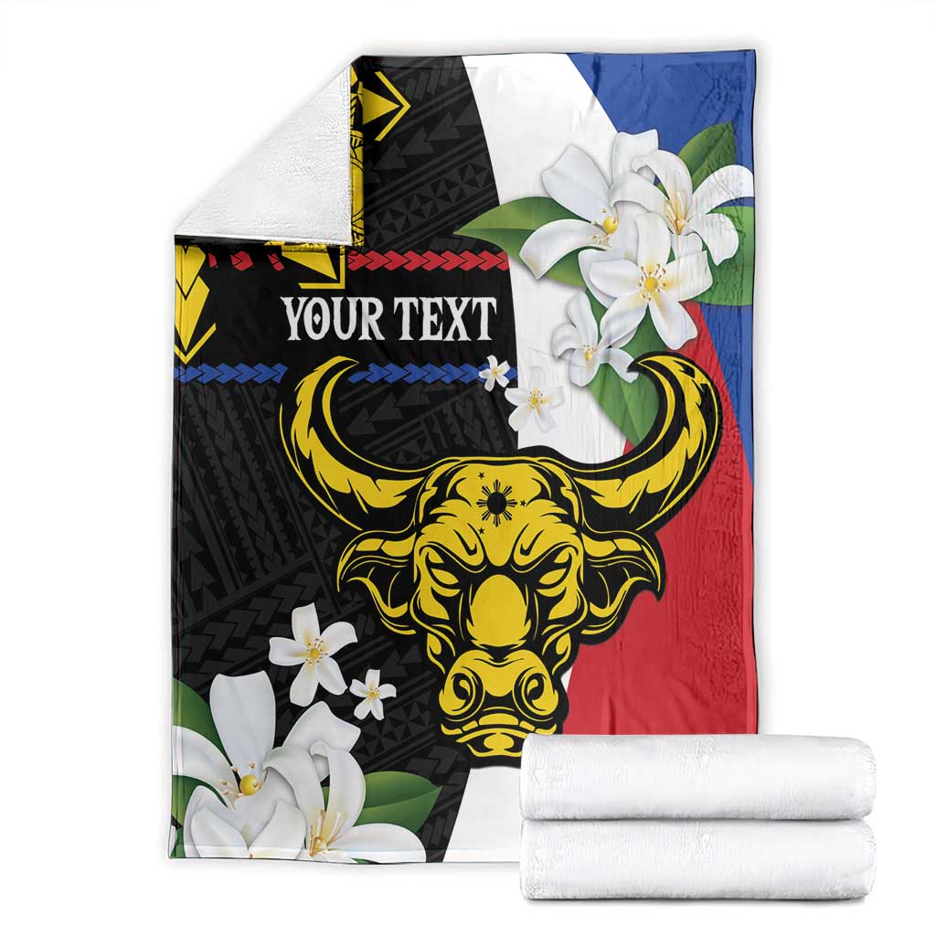 Personalised Philippines Carabao Blanket Filipino Sun Mix Sampaguita Flower LT14 - Polynesian Pride
