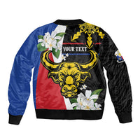 Personalised Philippines Carabao Bomber Jacket Filipino Sun Mix Sampaguita Flower LT14 - Polynesian Pride