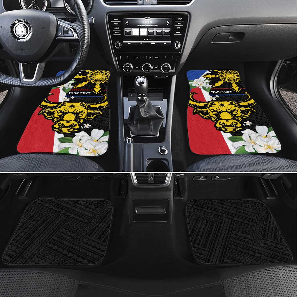 Personalised Philippines Carabao Car Mats Filipino Sun Mix Sampaguita Flower LT14 Set 4pcs Black - Polynesian Pride