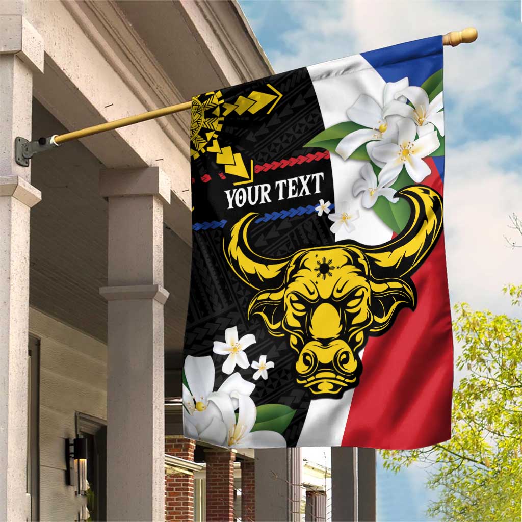 Personalised Philippines Carabao Garden Flag Filipino Sun Mix Sampaguita Flower LT14 House Flag Black - Polynesian Pride