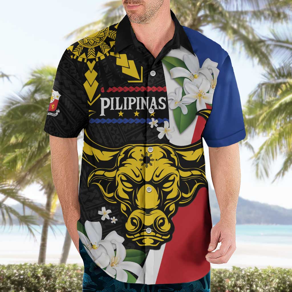 Personalised Philippines Carabao Hawaiian Shirt Filipino Sun Mix Sampaguita Flower LT14 - Polynesian Pride
