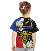 Personalised Philippines Carabao Kid T Shirt Filipino Sun Mix Sampaguita Flower LT14 - Polynesian Pride