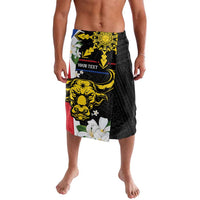 Personalised Philippines Carabao Lavalava Filipino Sun Mix Sampaguita Flower LT14 Black - Polynesian Pride