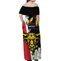 Personalised Philippines Carabao Off Shoulder Maxi Dress Filipino Sun Mix Sampaguita Flower LT14 - Polynesian Pride
