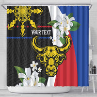 Personalised Philippines Carabao Shower Curtain Filipino Sun Mix Sampaguita Flower LT14 - Polynesian Pride