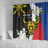 Personalised Philippines Carabao Shower Curtain Filipino Sun Mix Sampaguita Flower LT14 - Polynesian Pride