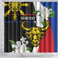 Personalised Philippines Carabao Shower Curtain Filipino Sun Mix Sampaguita Flower LT14 - Polynesian Pride