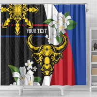 Personalised Philippines Carabao Shower Curtain Filipino Sun Mix Sampaguita Flower LT14 - Polynesian Pride