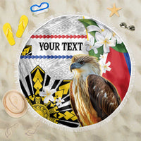 Personalised Philippines Eagle Beach Blanket Filipino Sun Mix Sampaguita Flower LT14 One Size 150cm White - Polynesian Pride