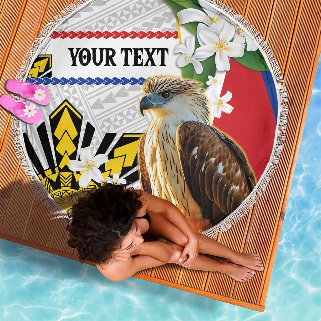 Personalised Philippines Eagle Beach Blanket Filipino Sun Mix Sampaguita Flower LT14 - Polynesian Pride