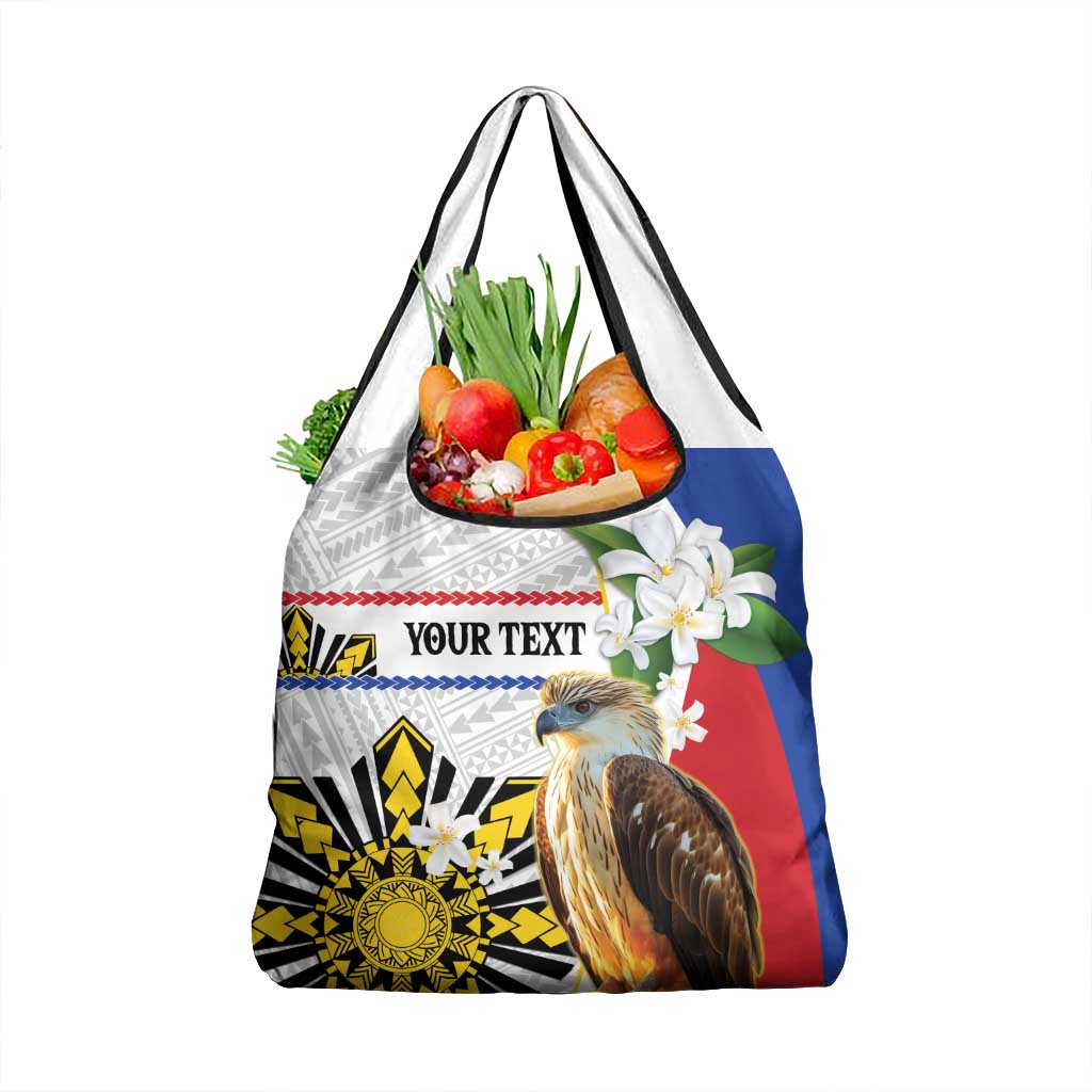 Personalised Philippines Eagle Grocery Bag Filipino Sun Mix Sampaguita Flower LT14 1-pack One Size White - Polynesian Pride