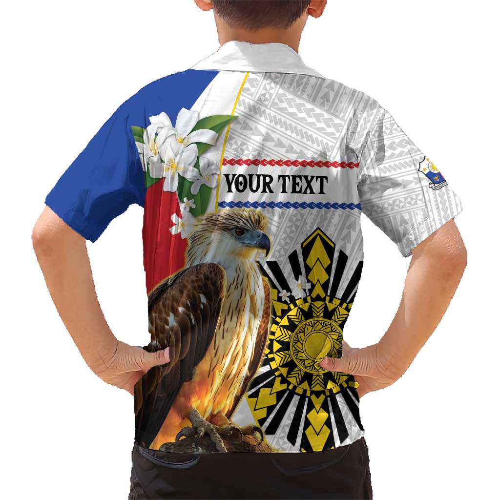 Personalised Philippines Eagle Kid Hawaiian Shirt Filipino Sun Mix Sampaguita Flower LT14 - Polynesian Pride