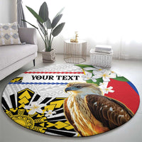 Personalised Philippines Eagle Round Carpet Filipino Sun Mix Sampaguita Flower LT14 - Polynesian Pride