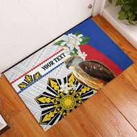 Personalised Philippines Eagle Rubber Doormat Filipino Sun Mix Sampaguita Flower LT14 - Polynesian Pride