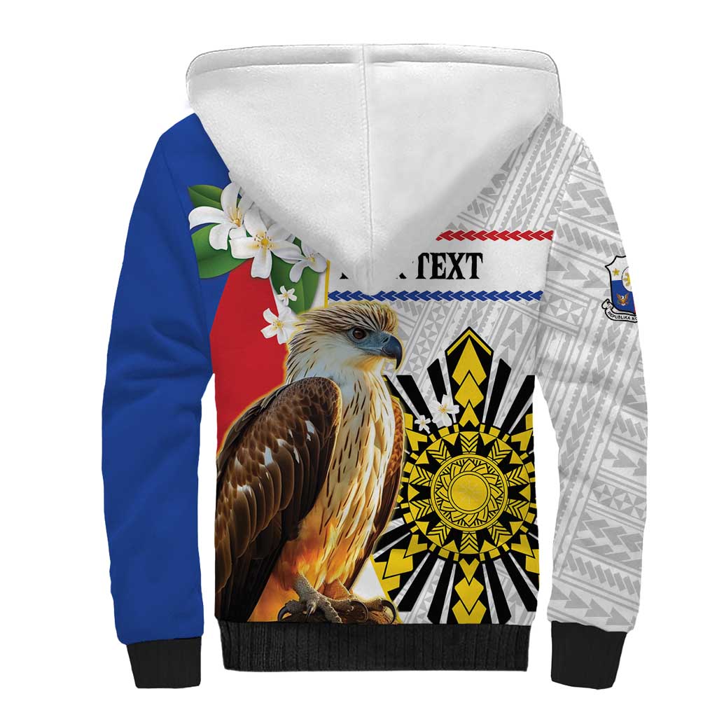 Personalised Philippines Eagle Sherpa Hoodie Filipino Sun Mix Sampaguita Flower LT14 - Polynesian Pride