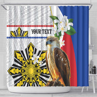 Personalised Philippines Eagle Shower Curtain Filipino Sun Mix Sampaguita Flower LT14 - Polynesian Pride