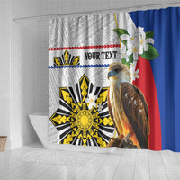 Personalised Philippines Eagle Shower Curtain Filipino Sun Mix Sampaguita Flower LT14 - Polynesian Pride