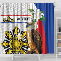 Personalised Philippines Eagle Shower Curtain Filipino Sun Mix Sampaguita Flower LT14 - Polynesian Pride