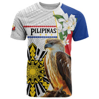 Personalised Philippines Eagle T Shirt Filipino Sun Mix Sampaguita Flower LT14 White - Polynesian Pride