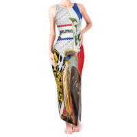 Personalised Philippines Eagle Tank Maxi Dress Filipino Sun Mix Sampaguita Flower LT14 Women White - Polynesian Pride