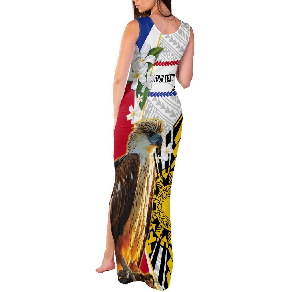 Personalised Philippines Eagle Tank Maxi Dress Filipino Sun Mix Sampaguita Flower LT14 - Polynesian Pride