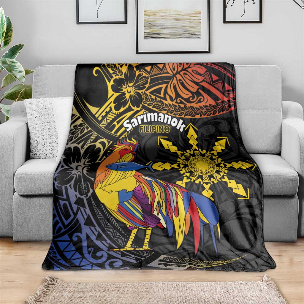 Philippines Sarimanok Blanket Papanok Legendary Bird Okir Polynesian Pattern LT14 - Polynesian Pride