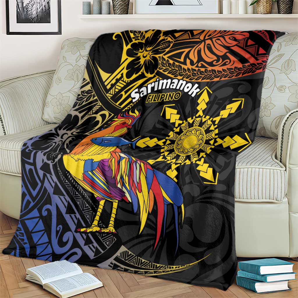 Philippines Sarimanok Blanket Papanok Legendary Bird Okir Polynesian Pattern LT14 - Polynesian Pride