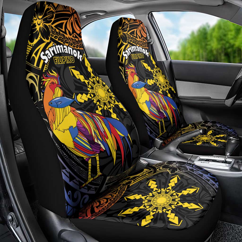 Philippines Sarimanok Car Seat Cover Papanok Legendary Bird Okir Polynesian Pattern LT14 - Polynesian Pride