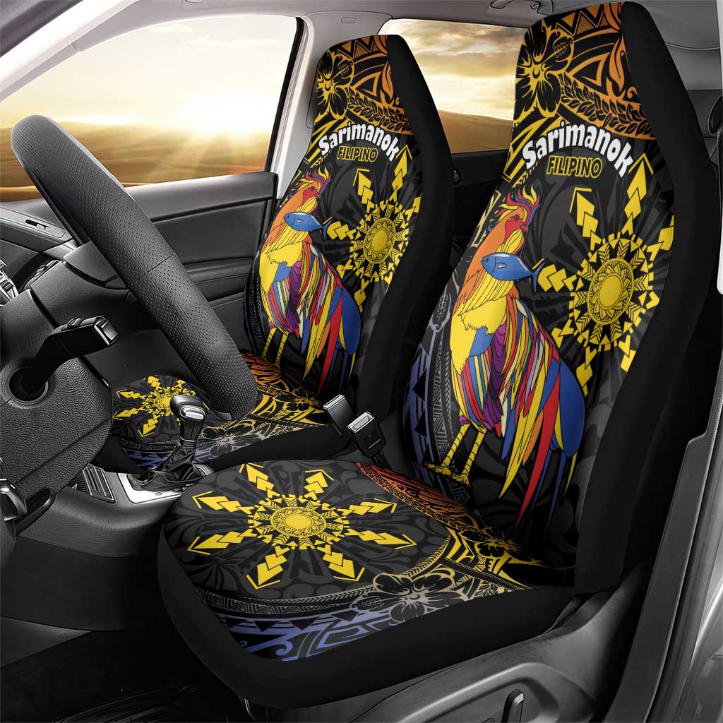 Philippines Sarimanok Car Seat Cover Papanok Legendary Bird Okir Polynesian Pattern LT14 - Polynesian Pride