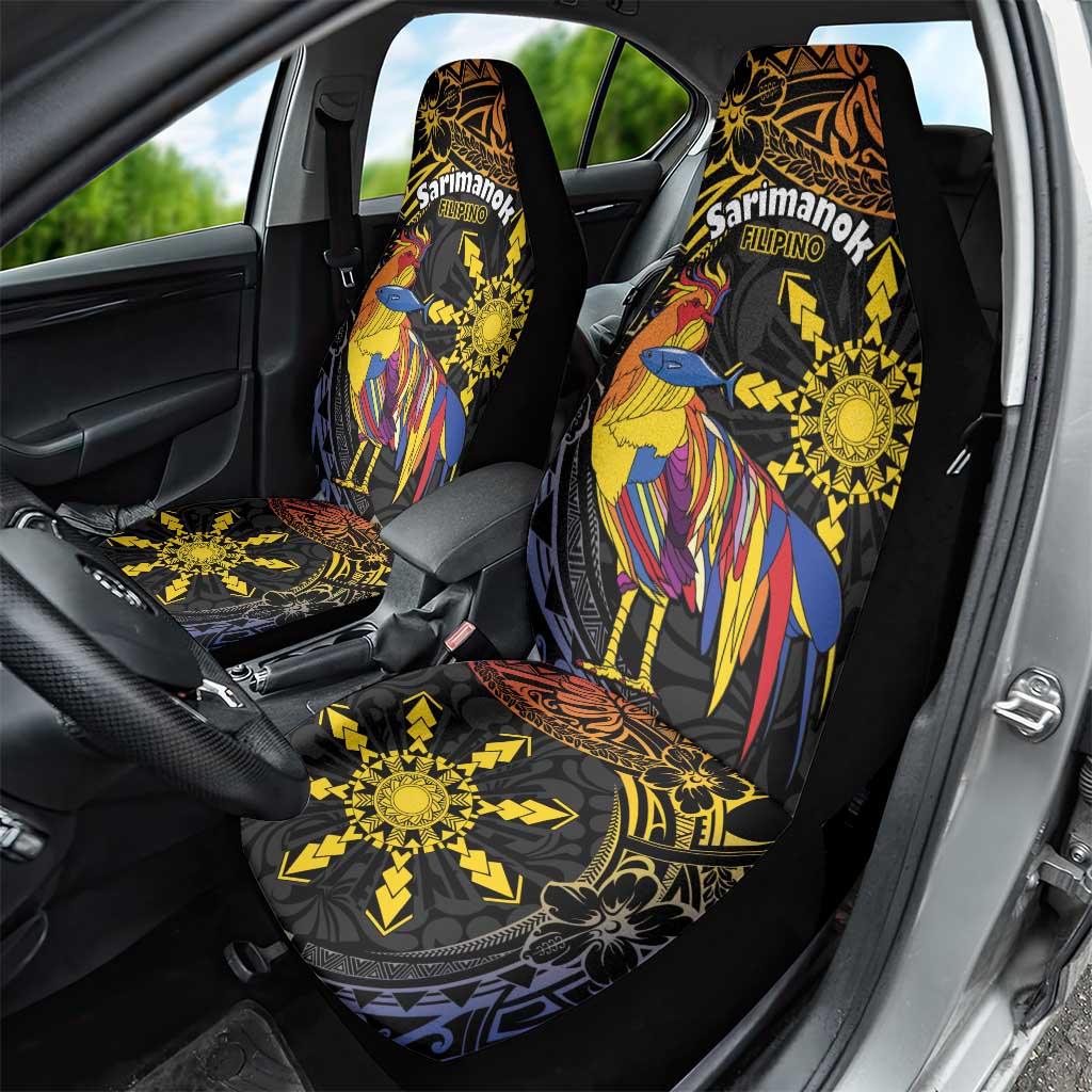 Philippines Sarimanok Car Seat Cover Papanok Legendary Bird Okir Polynesian Pattern LT14 - Polynesian Pride