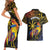 Philippines Sarimanok Couples Matching Short Sleeve Bodycon Dress and Hawaiian Shirt Papanok Legendary Bird Okir Polynesian Pattern