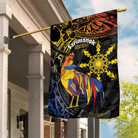 Philippines Sarimanok Garden Flag Papanok Legendary Bird Okir Polynesian Pattern LT14 House Flag Black - Polynesian Pride