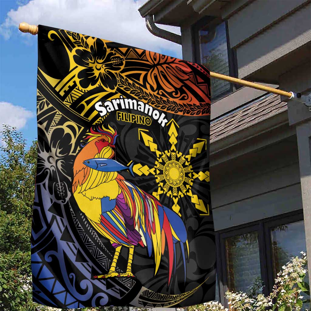 Philippines Sarimanok Garden Flag Papanok Legendary Bird Okir Polynesian Pattern LT14 - Polynesian Pride