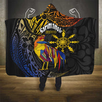Philippines Sarimanok Hooded Blanket Papanok Legendary Bird Okir Polynesian Pattern LT14 - Polynesian Pride
