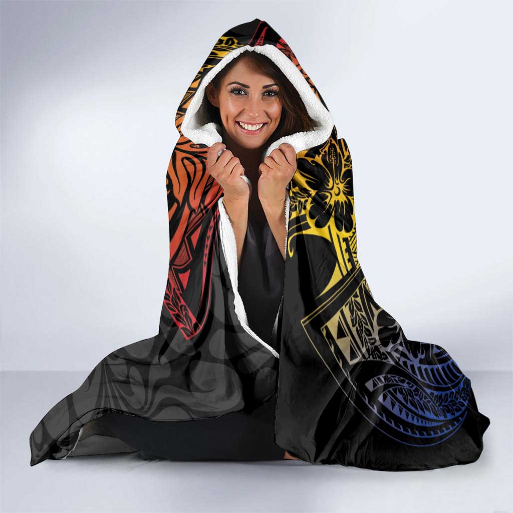 Philippines Sarimanok Hooded Blanket Papanok Legendary Bird Okir Polynesian Pattern LT14 - Polynesian Pride