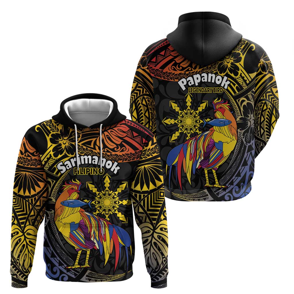 Philippines Sarimanok Hoodie Papanok Legendary Bird Okir Polynesian Pattern LT14 - Polynesian Pride