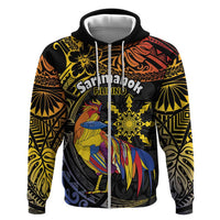 Philippines Sarimanok Hoodie Papanok Legendary Bird Okir Polynesian Pattern LT14 Zip Hoodie Black - Polynesian Pride
