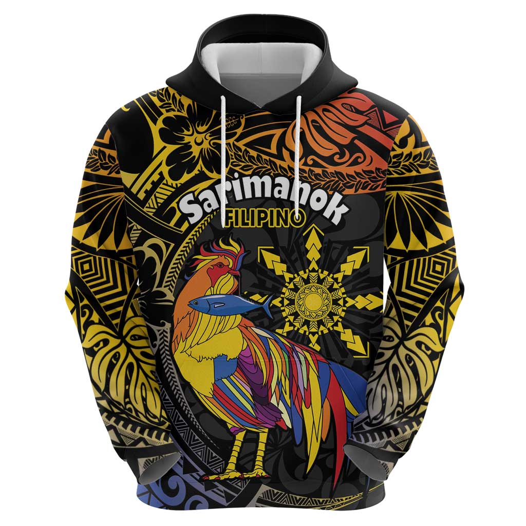 Philippines Sarimanok Hoodie Papanok Legendary Bird Okir Polynesian Pattern LT14 - Polynesian Pride