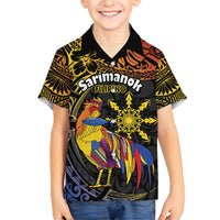 Philippines Sarimanok Kid Hawaiian Shirt Papanok Legendary Bird Okir Polynesian Pattern LT14 Kid Black - Polynesian Pride
