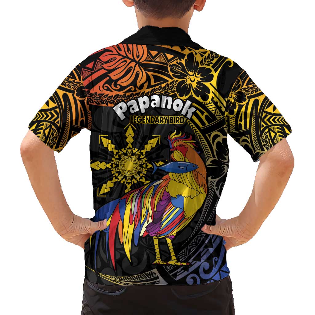 Philippines Sarimanok Kid Hawaiian Shirt Papanok Legendary Bird Okir Polynesian Pattern LT14 - Polynesian Pride