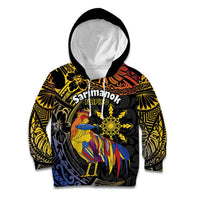 Philippines Sarimanok Kid Hoodie Papanok Legendary Bird Okir Polynesian Pattern LT14 Hoodie Black - Polynesian Pride