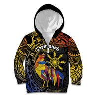 Philippines Sarimanok Kid Hoodie Papanok Legendary Bird Okir Polynesian Pattern LT14 Zip Hoodie Black - Polynesian Pride
